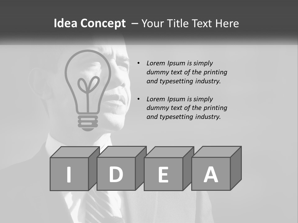 A Black And White Photo Of The President Of The United States PowerPoint Template