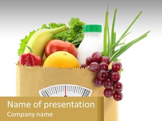 A Grocery Bag Filled With Fruits And Vegetables PowerPoint Template