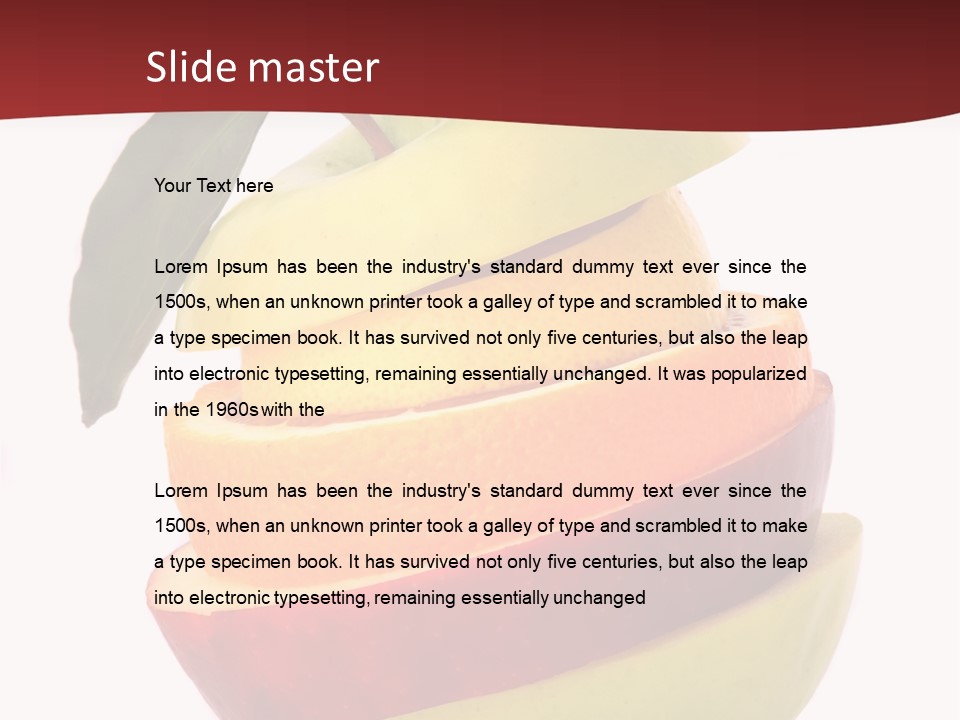 An Apple And Orange Stacked On Top Of Each Other PowerPoint Template
