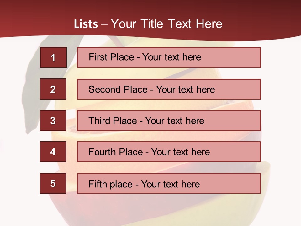 An Apple And Orange Stacked On Top Of Each Other PowerPoint Template