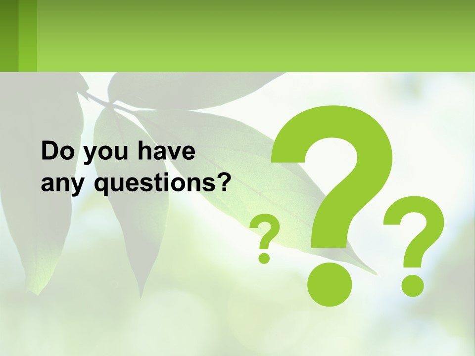 A Green Leaf On A Tree With The Sky In The Background PowerPoint Template