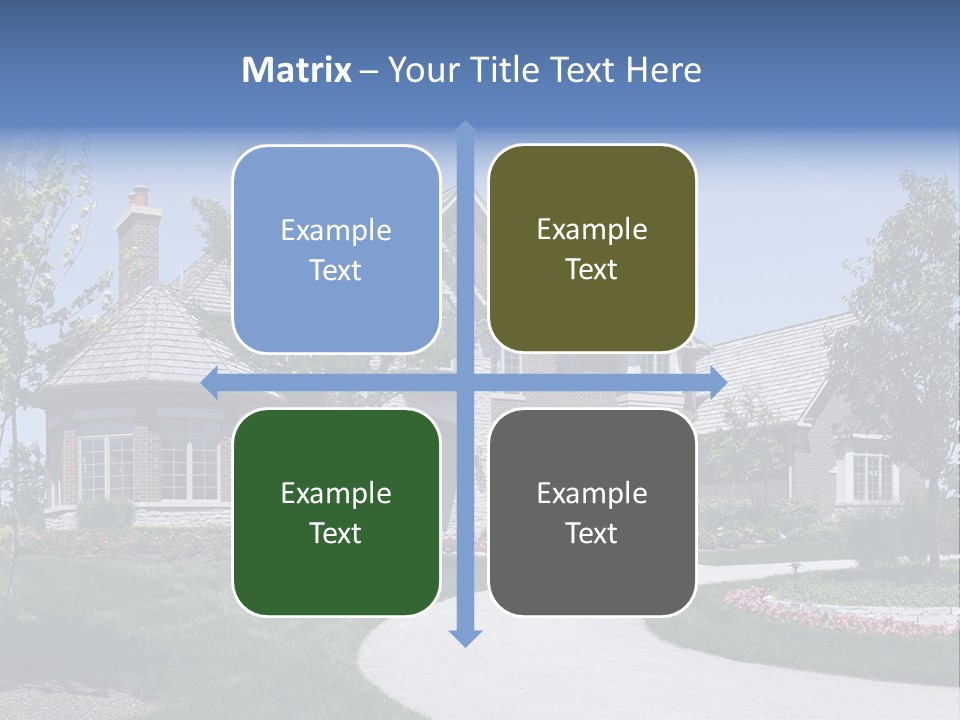 A Large House With A Driveway And Trees In Front Of It PowerPoint Template