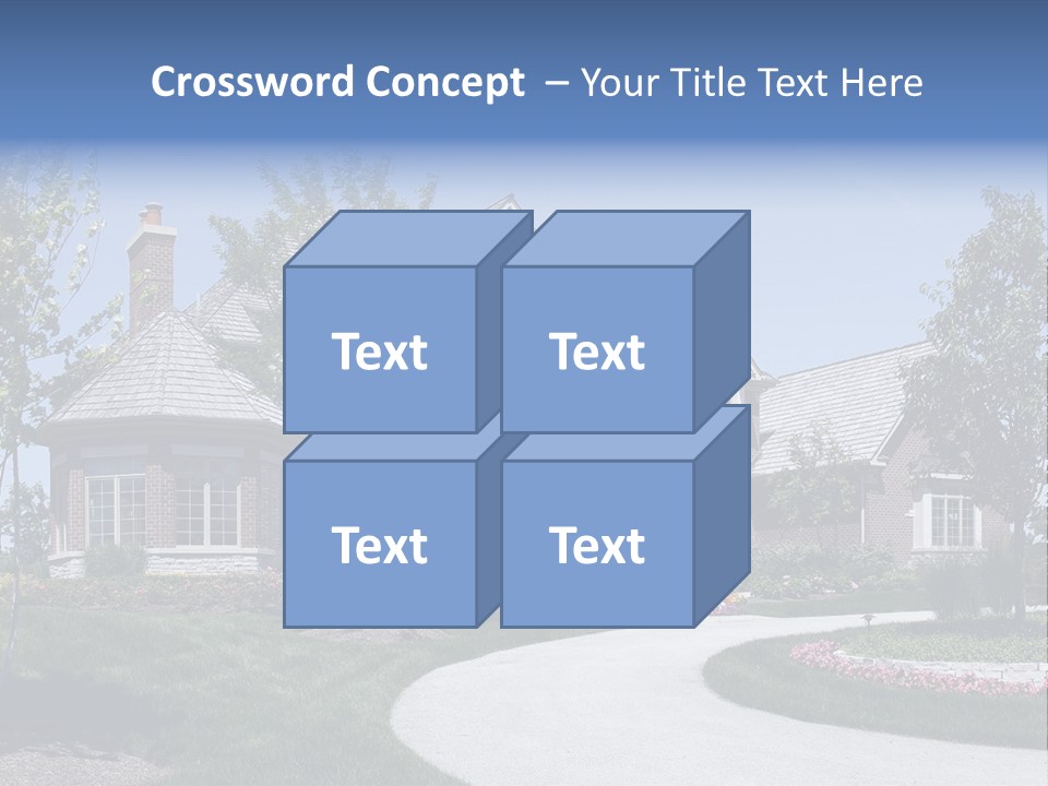 A Large House With A Driveway And Trees In Front Of It PowerPoint Template
