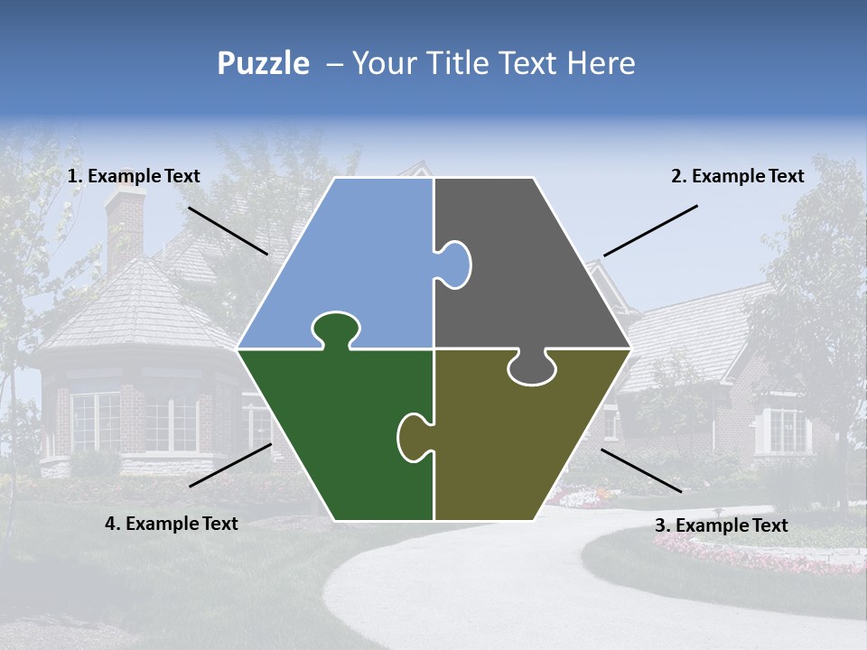 A Large House With A Driveway And Trees In Front Of It PowerPoint Template