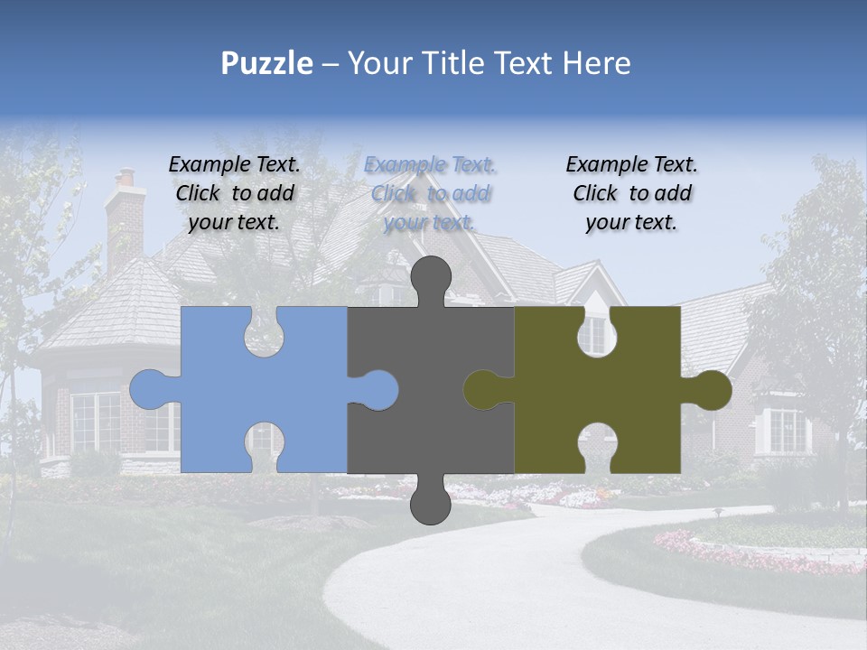 A Large House With A Driveway And Trees In Front Of It PowerPoint Template