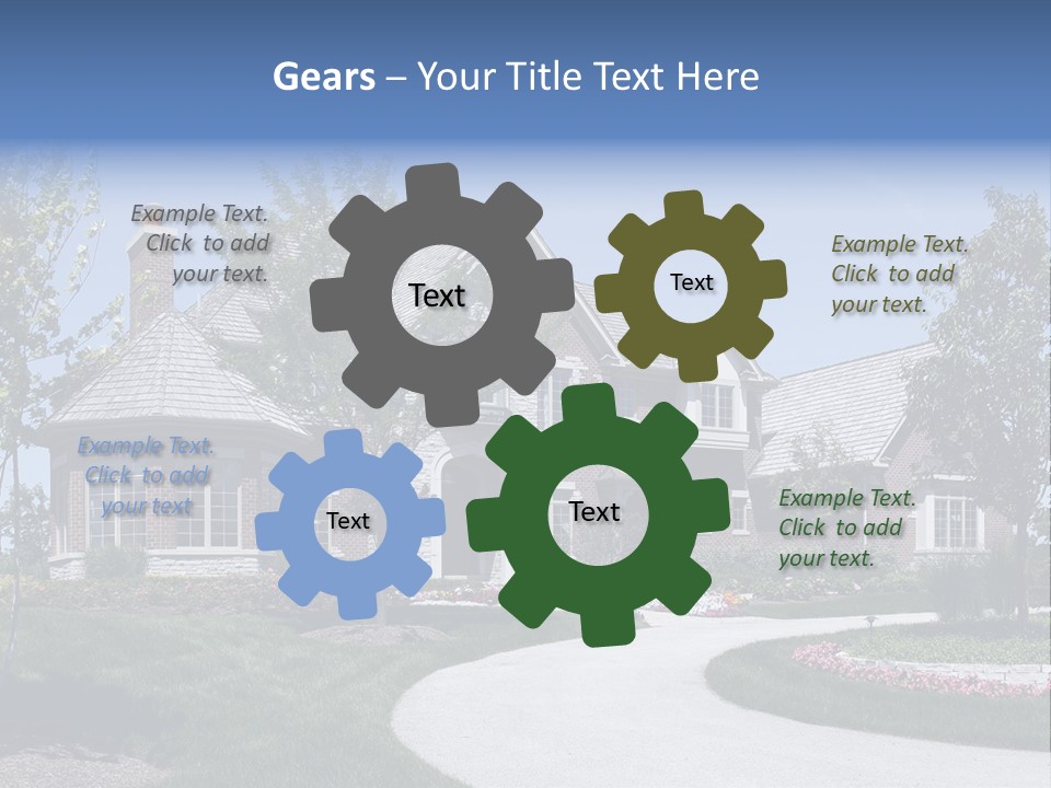 A Large House With A Driveway And Trees In Front Of It PowerPoint Template