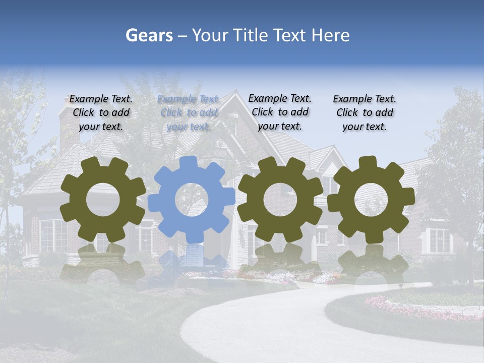 A Large House With A Driveway And Trees In Front Of It PowerPoint Template