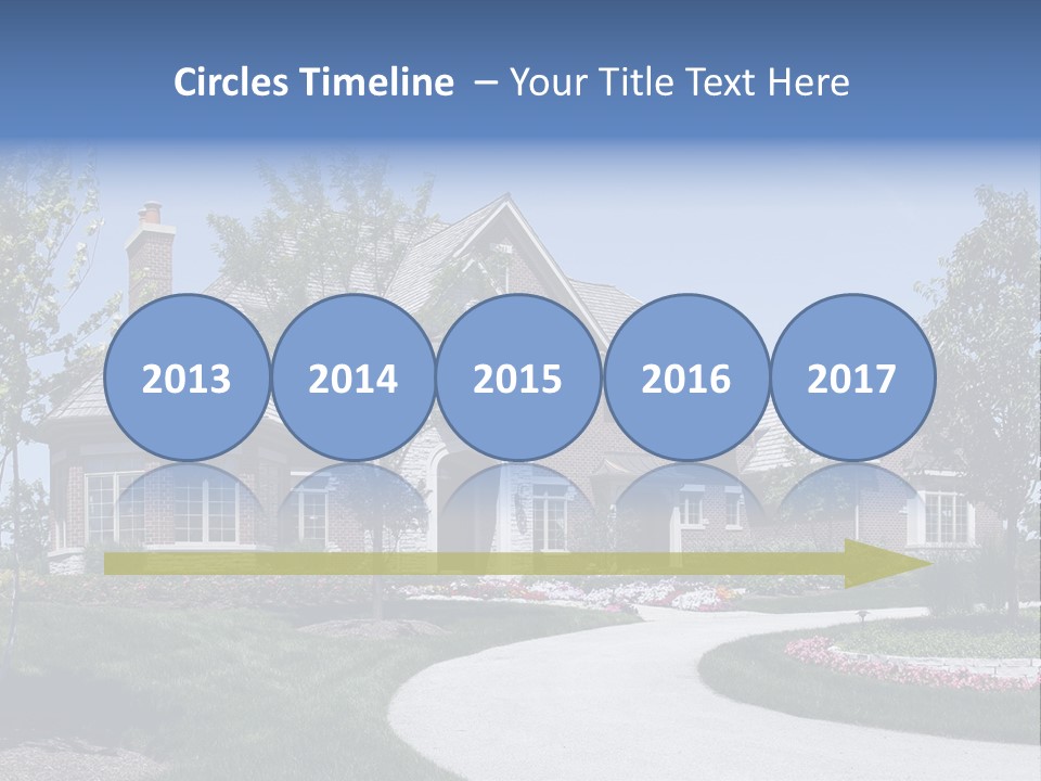 A Large House With A Driveway And Trees In Front Of It PowerPoint Template