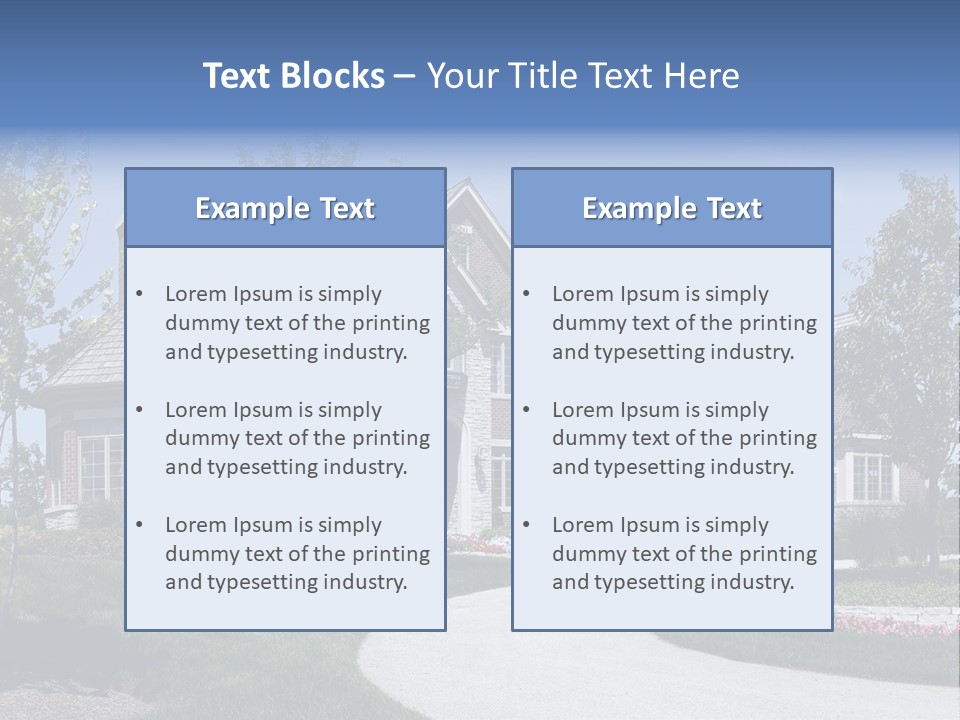 A Large House With A Driveway And Trees In Front Of It PowerPoint Template