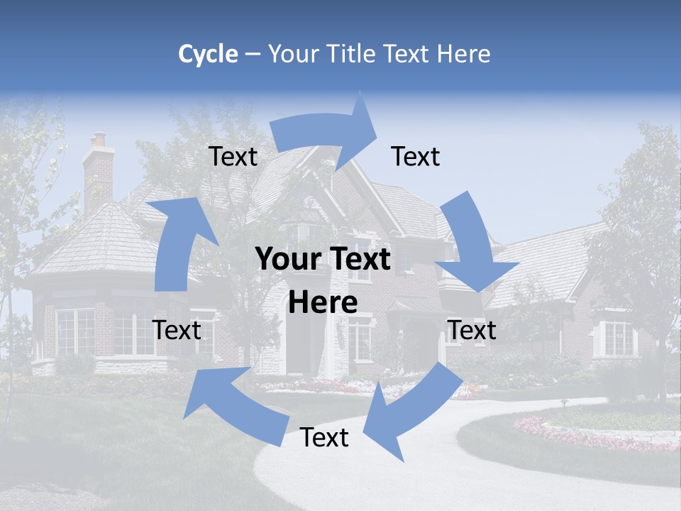 A Large House With A Driveway And Trees In Front Of It PowerPoint Template