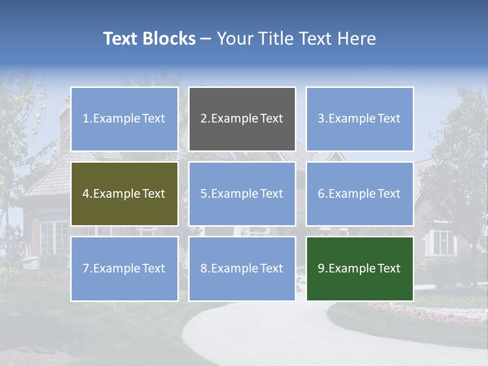 A Large House With A Driveway And Trees In Front Of It PowerPoint Template