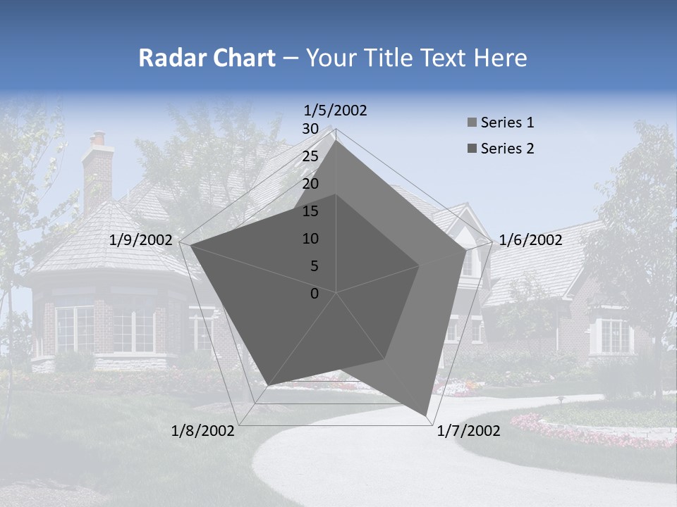 A Large House With A Driveway And Trees In Front Of It PowerPoint Template