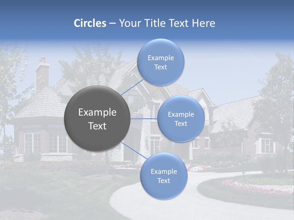 A Large House With A Driveway And Trees In Front Of It PowerPoint Template