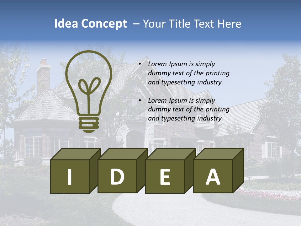 A Large House With A Driveway And Trees In Front Of It PowerPoint Template