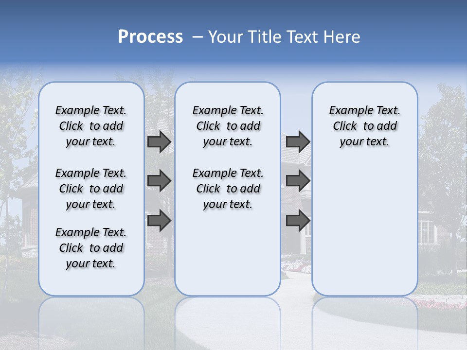 A Large House With A Driveway And Trees In Front Of It PowerPoint Template