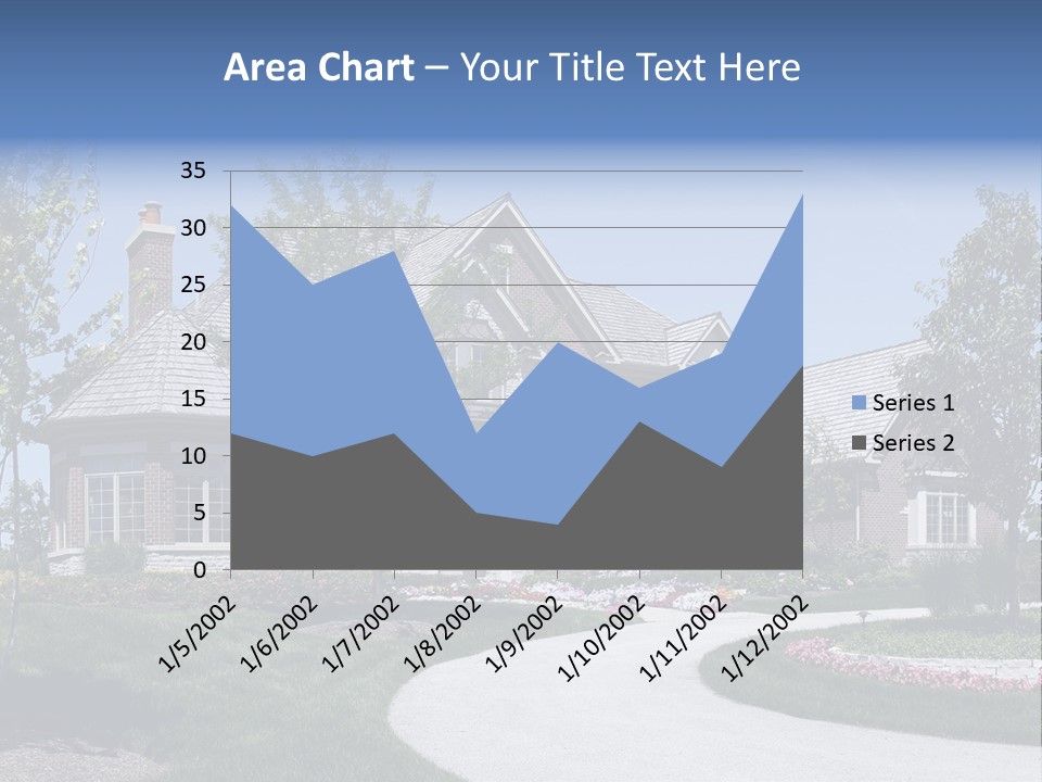 A Large House With A Driveway And Trees In Front Of It PowerPoint Template