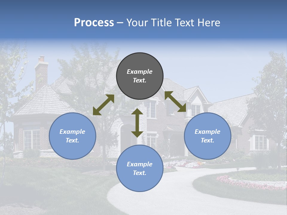 A Large House With A Driveway And Trees In Front Of It PowerPoint Template