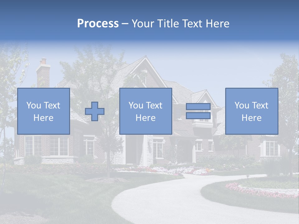 A Large House With A Driveway And Trees In Front Of It PowerPoint Template