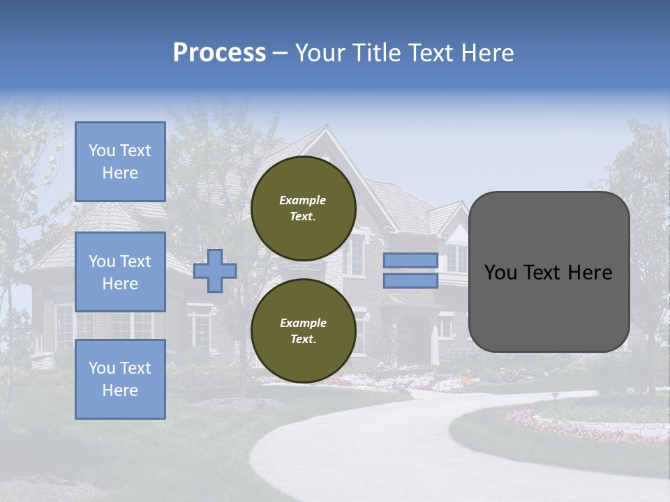 A Large House With A Driveway And Trees In Front Of It PowerPoint Template