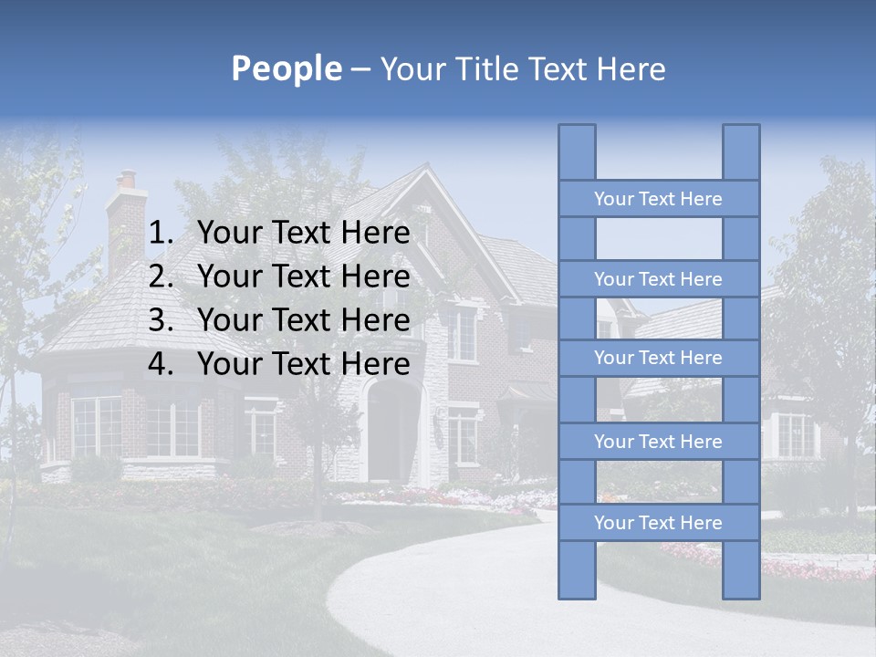 A Large House With A Driveway And Trees In Front Of It PowerPoint Template
