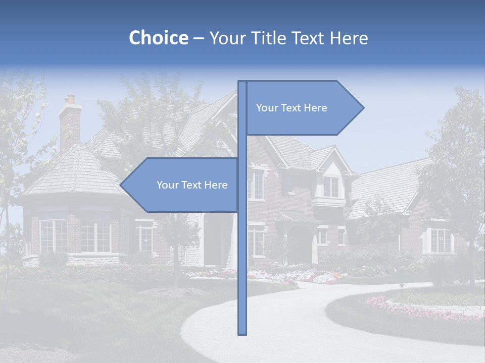 A Large House With A Driveway And Trees In Front Of It PowerPoint Template