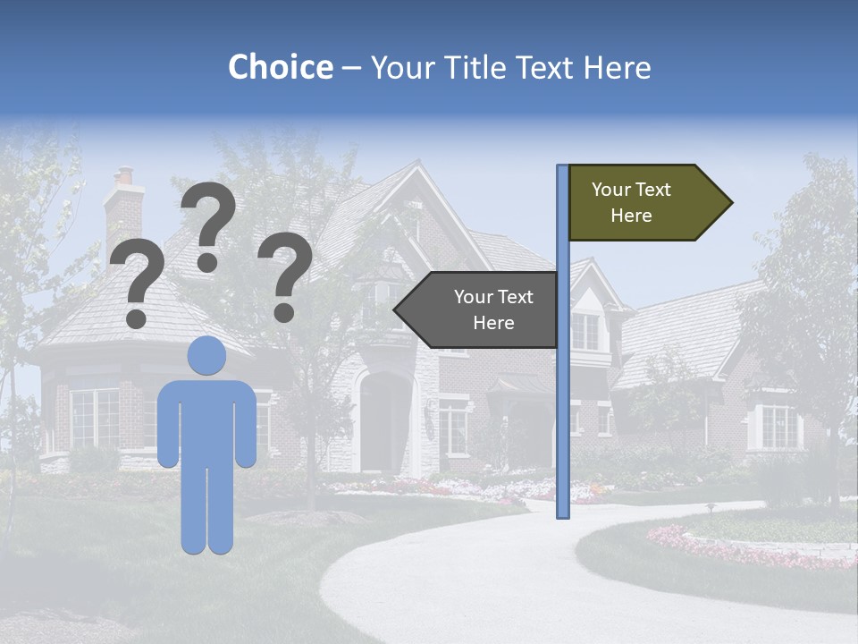 A Large House With A Driveway And Trees In Front Of It PowerPoint Template