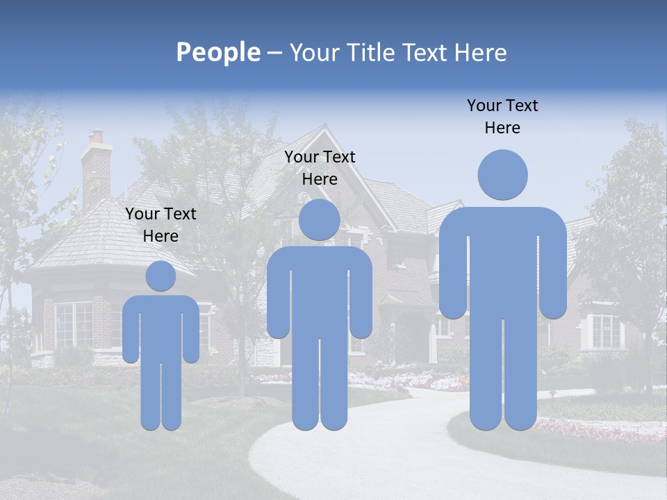 A Large House With A Driveway And Trees In Front Of It PowerPoint Template