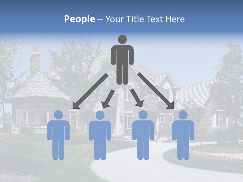 A Large House With A Driveway And Trees In Front Of It PowerPoint Template