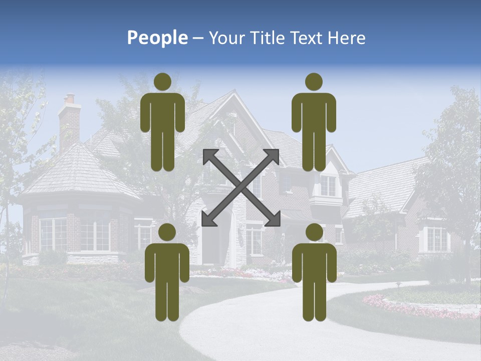 A Large House With A Driveway And Trees In Front Of It PowerPoint Template