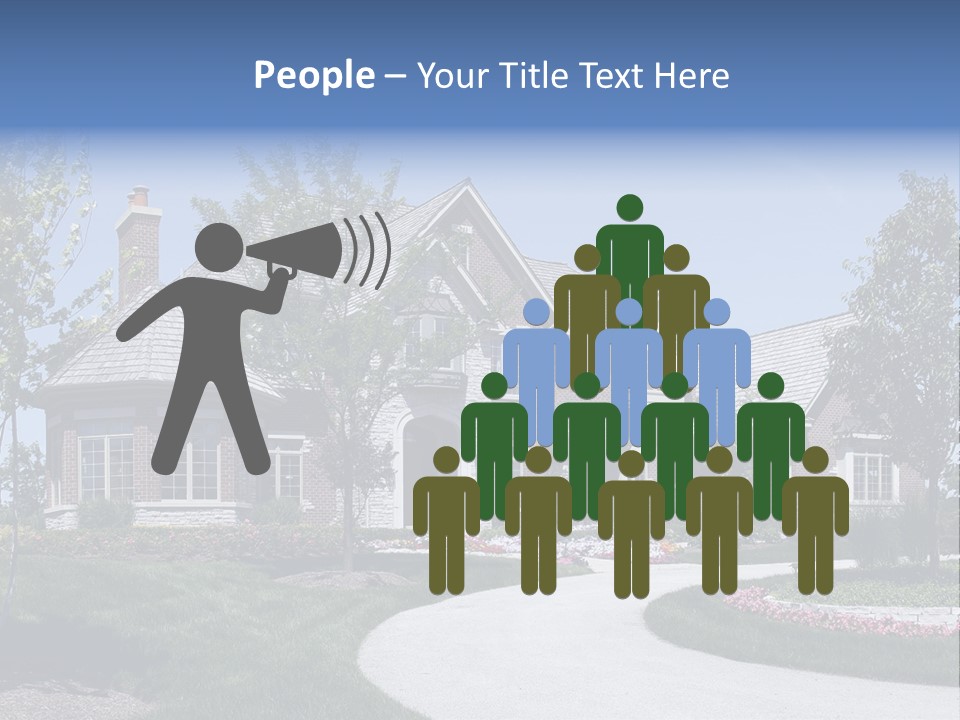 A Large House With A Driveway And Trees In Front Of It PowerPoint Template