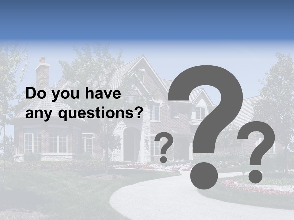 A Large House With A Driveway And Trees In Front Of It PowerPoint Template