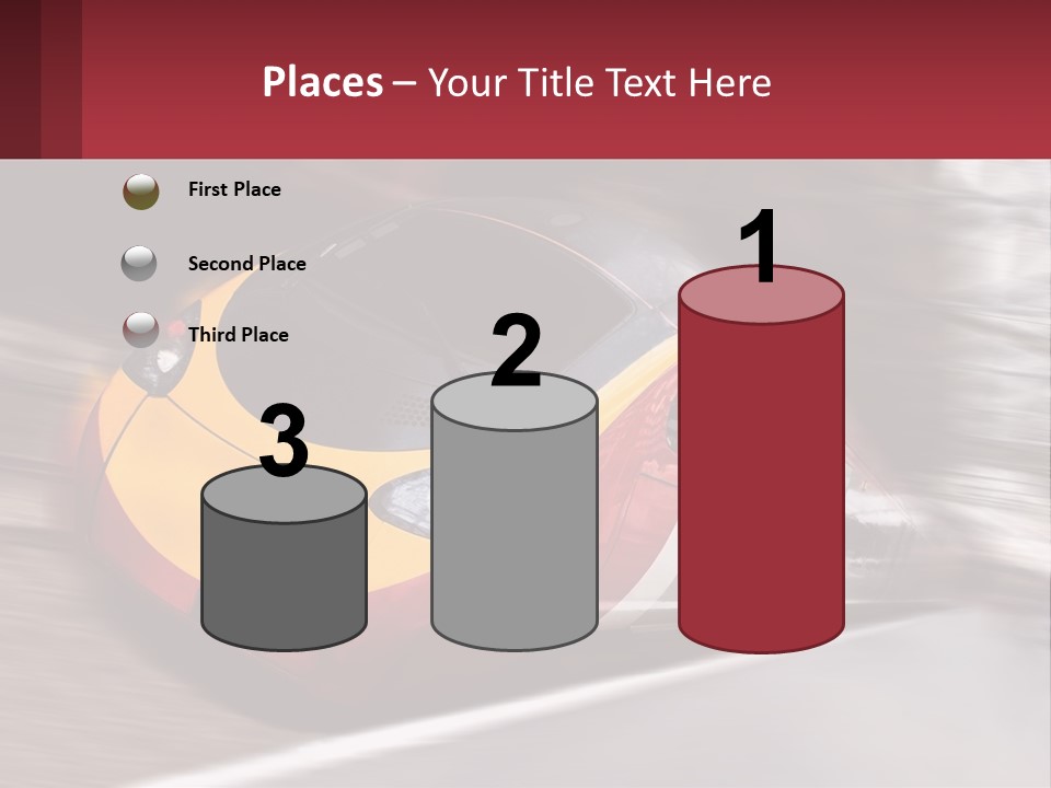 A Red And Yellow Train Traveling Down Train Tracks PowerPoint Template