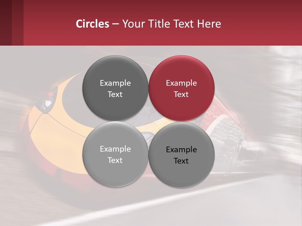 A Red And Yellow Train Traveling Down Train Tracks PowerPoint Template