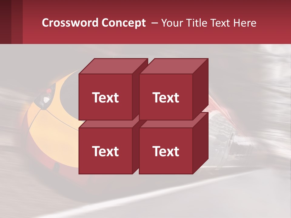 A Red And Yellow Train Traveling Down Train Tracks PowerPoint Template