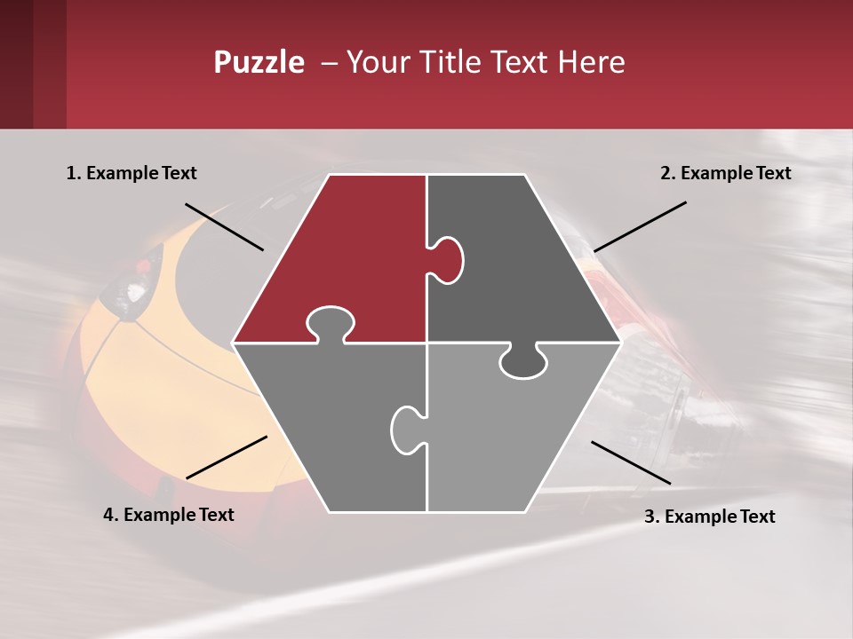 A Red And Yellow Train Traveling Down Train Tracks PowerPoint Template