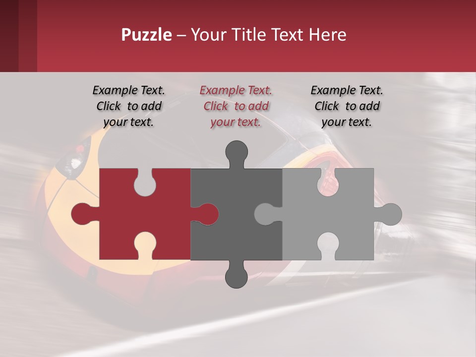 A Red And Yellow Train Traveling Down Train Tracks PowerPoint Template