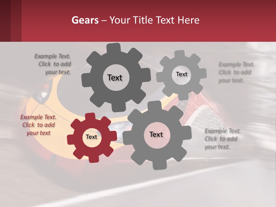 A Red And Yellow Train Traveling Down Train Tracks PowerPoint Template