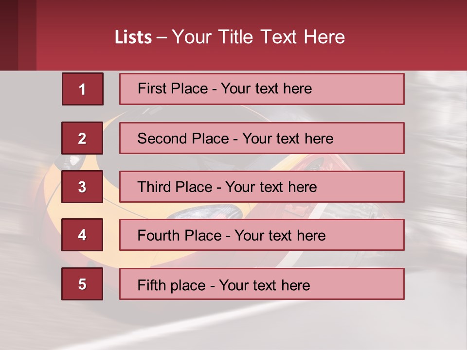 A Red And Yellow Train Traveling Down Train Tracks PowerPoint Template
