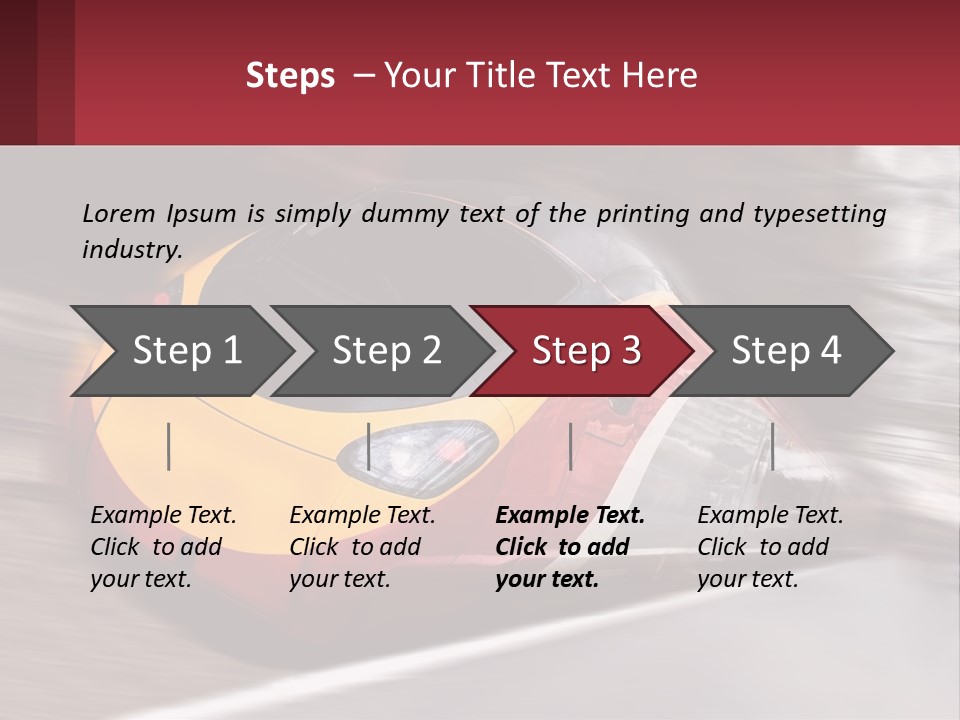A Red And Yellow Train Traveling Down Train Tracks PowerPoint Template