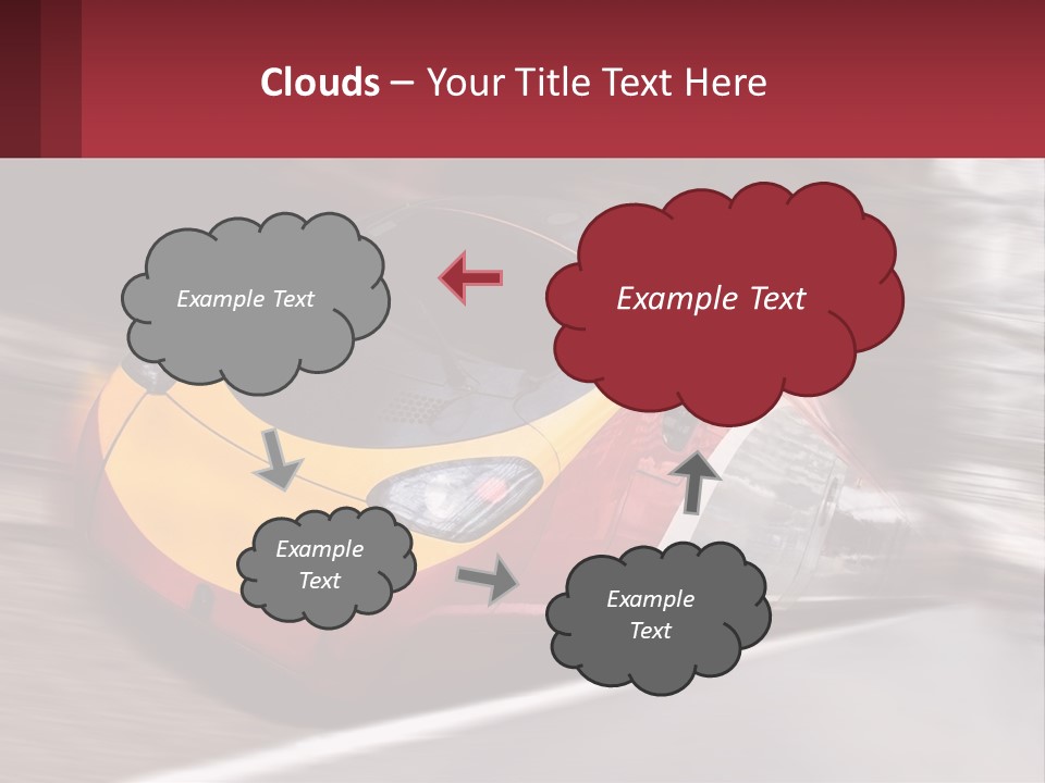 A Red And Yellow Train Traveling Down Train Tracks PowerPoint Template
