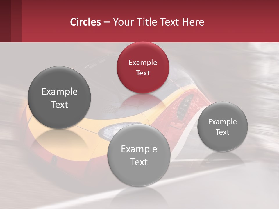 A Red And Yellow Train Traveling Down Train Tracks PowerPoint Template