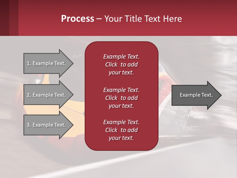 A Red And Yellow Train Traveling Down Train Tracks PowerPoint Template