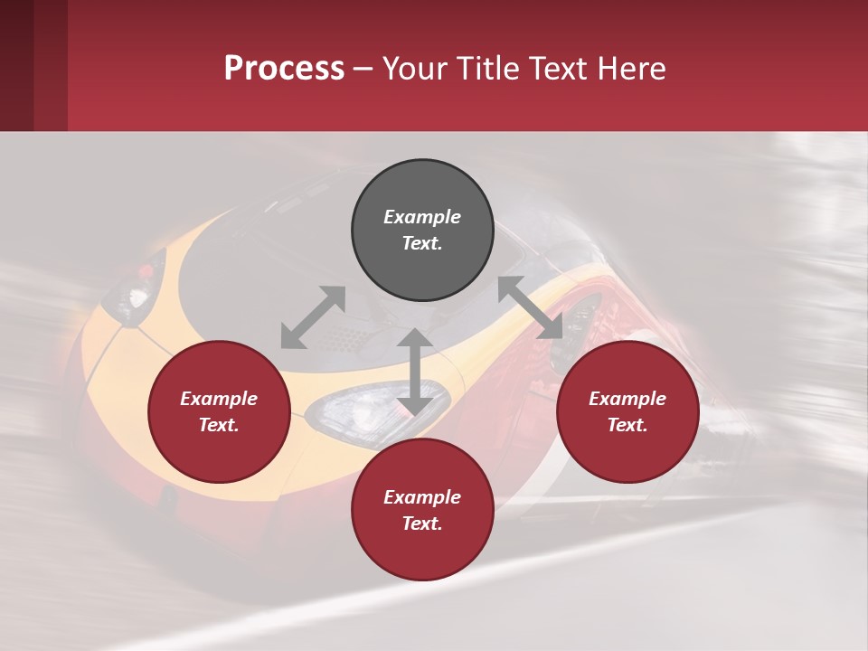 A Red And Yellow Train Traveling Down Train Tracks PowerPoint Template