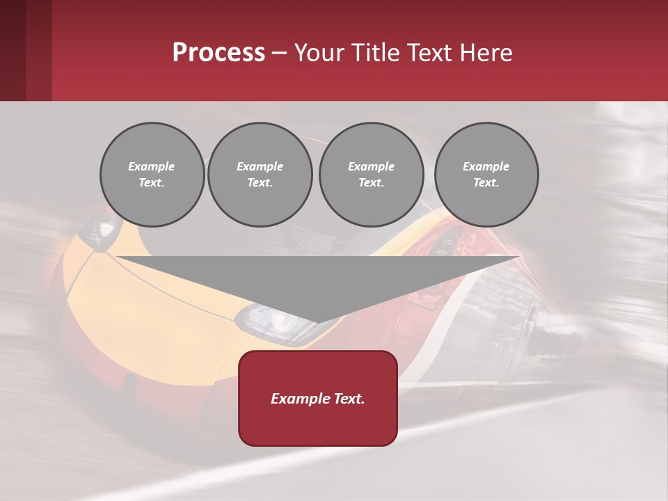 A Red And Yellow Train Traveling Down Train Tracks PowerPoint Template