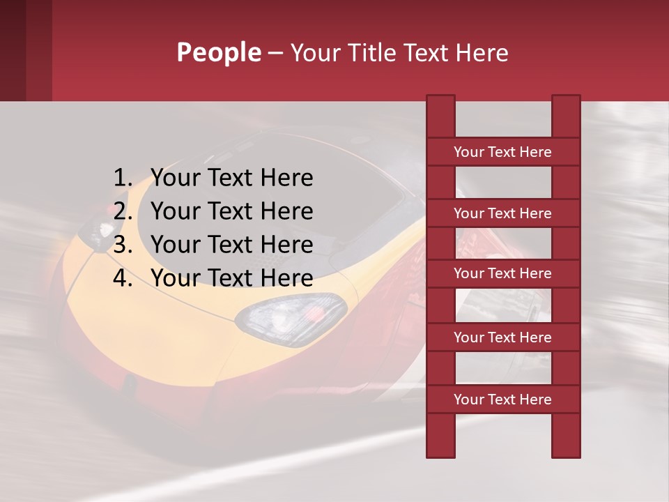 A Red And Yellow Train Traveling Down Train Tracks PowerPoint Template