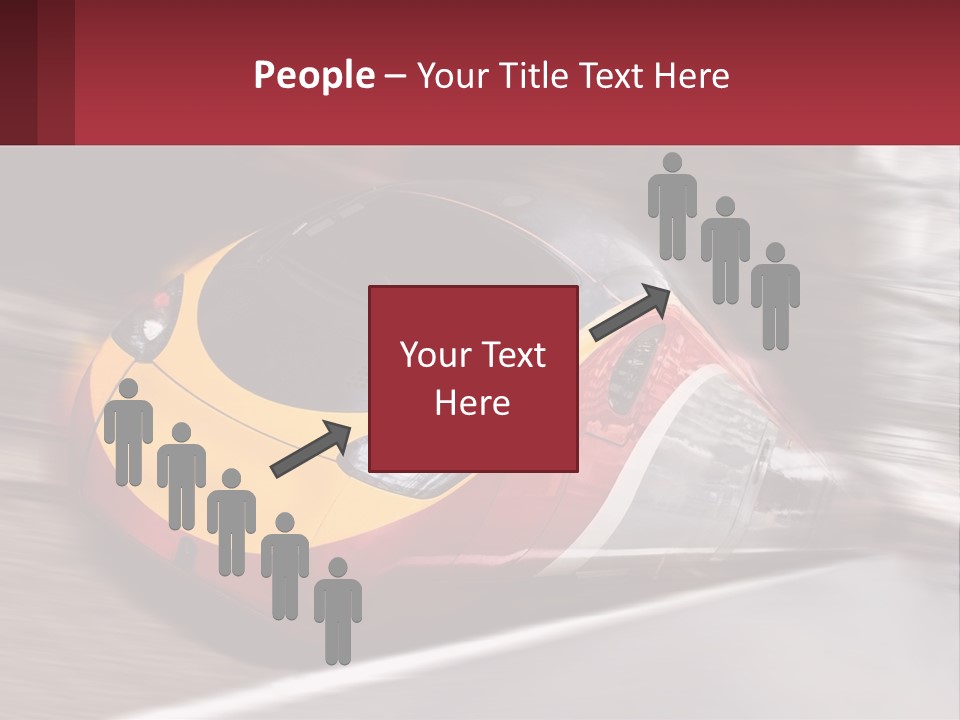 A Red And Yellow Train Traveling Down Train Tracks PowerPoint Template