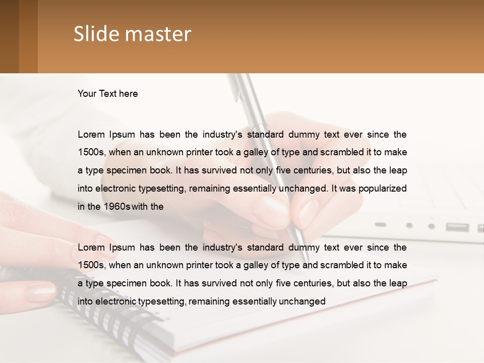 A Person Writing On A Piece Of Paper With A Pen PowerPoint Template