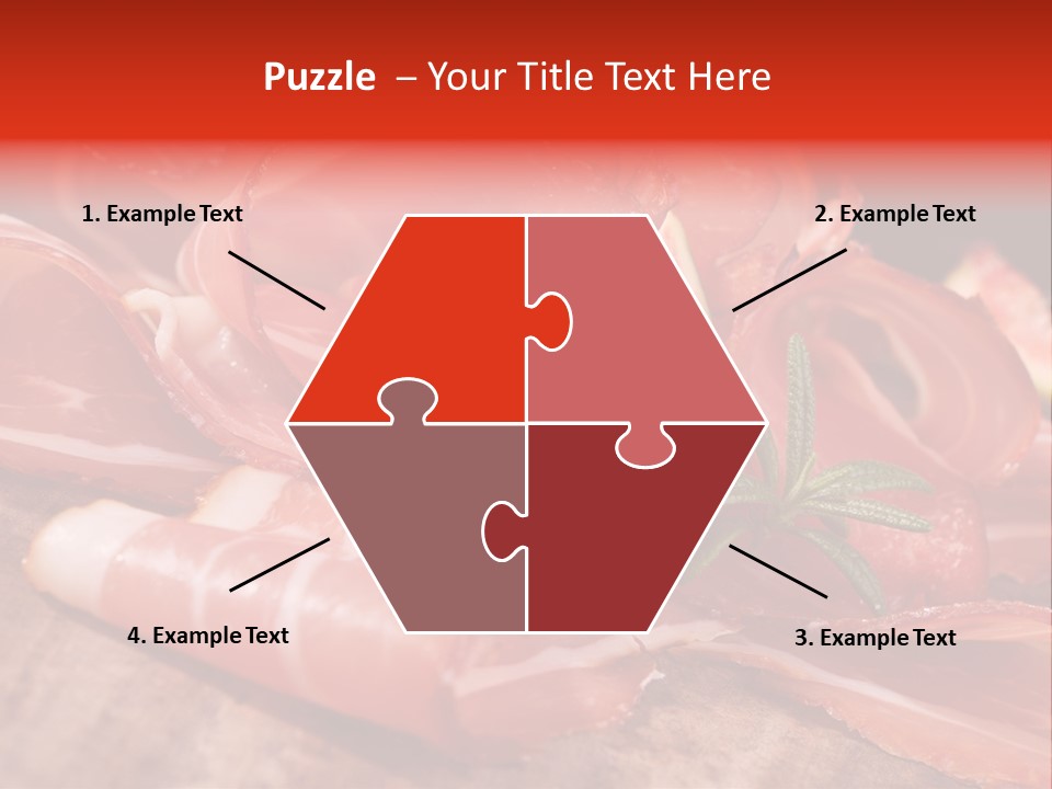 A Plate Of Meat With A Leaf On Top Of It PowerPoint Template