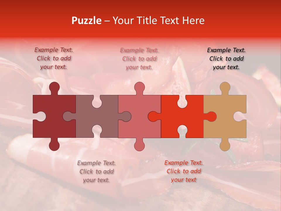 A Plate Of Meat With A Leaf On Top Of It PowerPoint Template