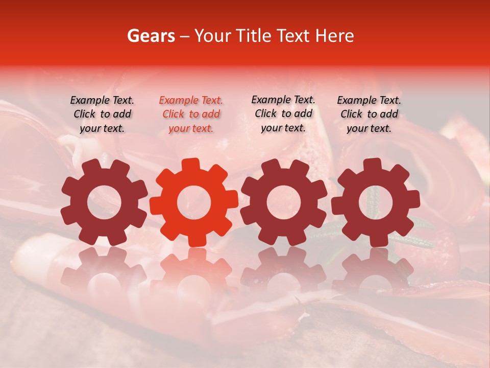 A Plate Of Meat With A Leaf On Top Of It PowerPoint Template